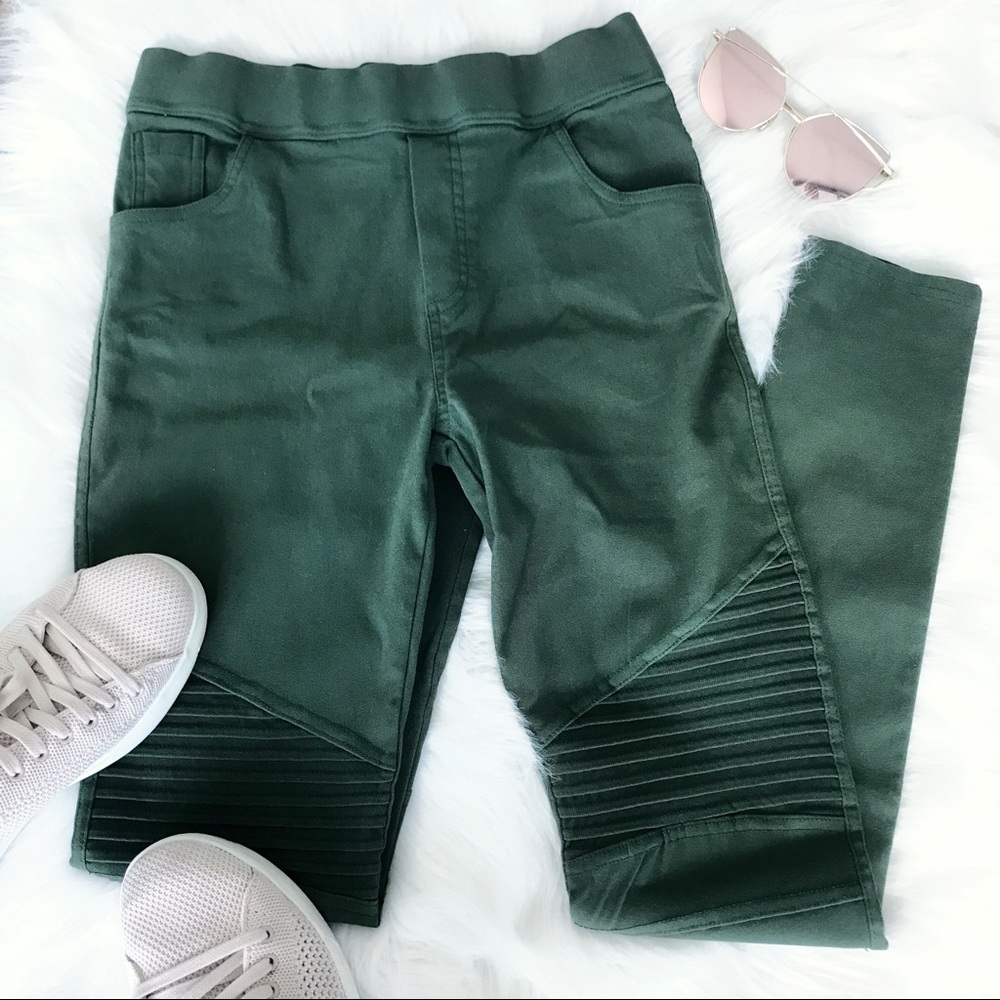 Olive Moto Pocket Jeggings
